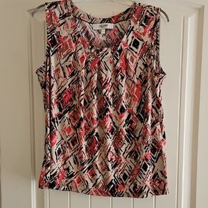 Jones Studio Abstract Print Sleeveless Blouse Large